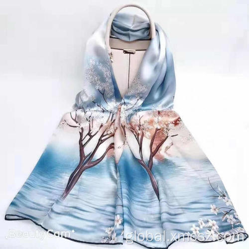 Silk Scarf Pattern Geometric Custom digital print satin cotton scarf silk scarves Supplier
